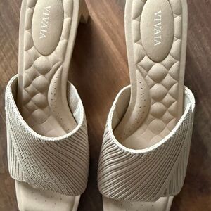 Vivaia Women's Beige Slip-On Sandals